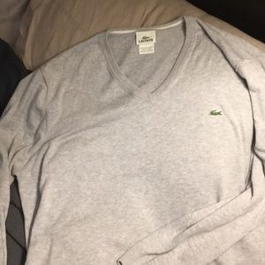 Lacoste V-neck sweater XL Gray 7 like new